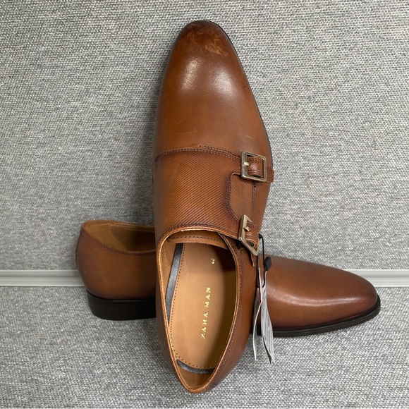 Zara Man US 7 EUR 40 Brown Leather Double Monk Strap Buckle Dress Shoes Oxfords - Picture 9 of 16
